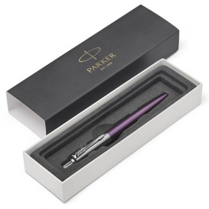 Ручка подарочная автоматическая - Parker Jotter Victoria Violet - Фиолетовый металлик - Синяя