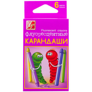 Мелки Луч - восковые масляные - флюоресцентные - 6 цветов