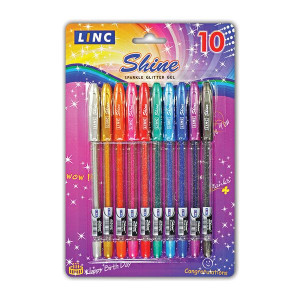 Набор гелевых ручек Shine - Чернила с блестками - 10 цветов