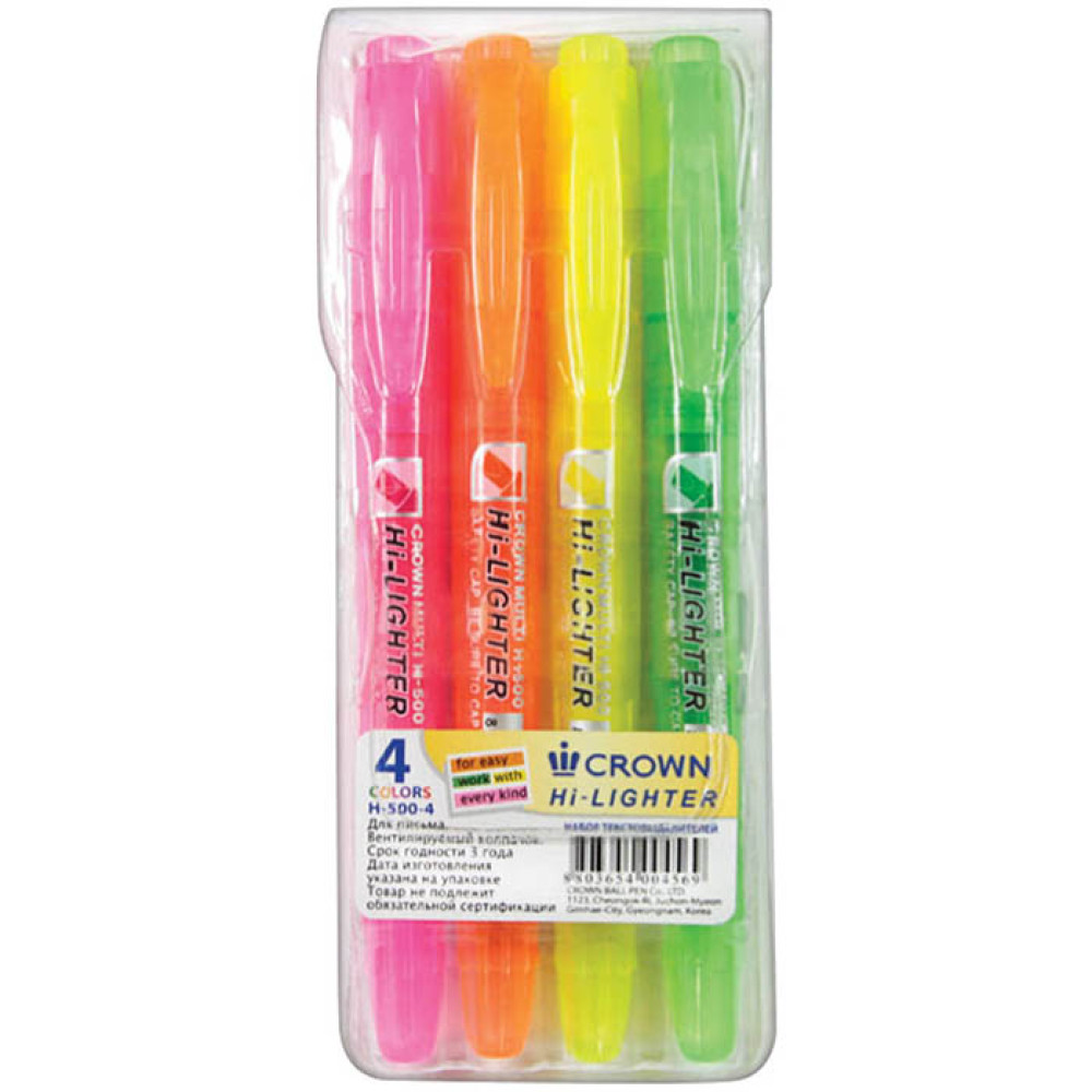 Набор текстовых маркеров Crown - 4 цвета Набор текстовых маркеров Crown - 4 цвета