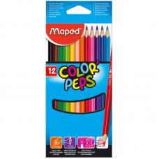 Набор цветных карандашей Maped Color Peps - 12 цветов - Трехгранные