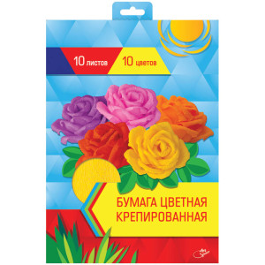 Набор цветной крепированной бумаги - А4 - 10 листов - 10 цветов