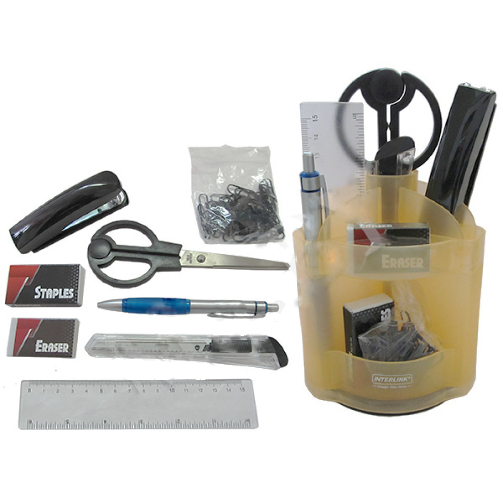 Набор канцелярский O-Life - Вращающийся - Пластмасса - 8 предметов - Желтый Набор канцелярский O-Life - Вращающийся - Пластмасса - 8 предметов - Желтый