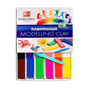 Пластилин Луч - 12 цветов - 240 гр - Со стеком
