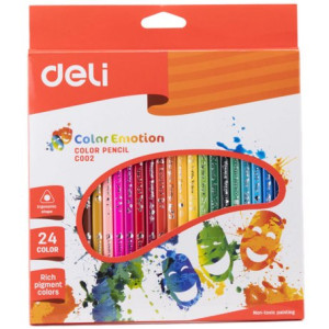 Карандаши Deli Color Emotion - Пластиковые - 24 цвета - Заточены