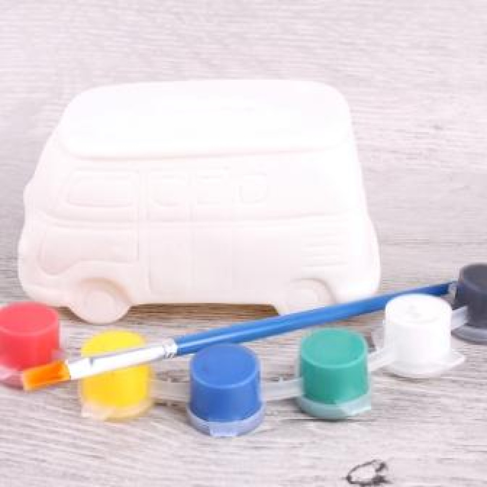 Копилка-раскраска Автобус и 6 красок - кисточка Копилка-раскраска Автобус и 6 красок - кисточка