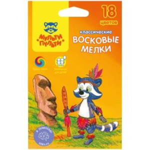 Мелки восковые Мульти-Пульти Енот на острове Пасхи - 18 цветов