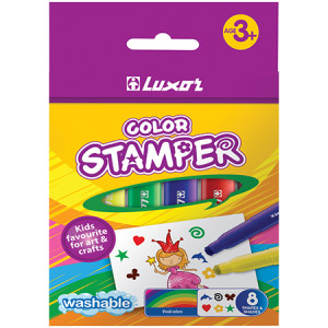 Фломастеры-штампы Luxor Color Stamper - 8 цветов - Смываемые