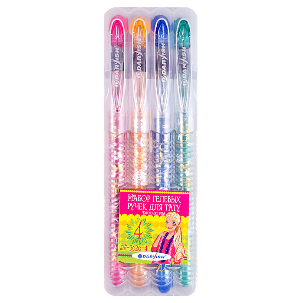 Набор гелевых ручек для тату - 4 цвета - Пластиковый пенал Набор гелевых ручек для тату - 4 цвета - Пластиковый пенал