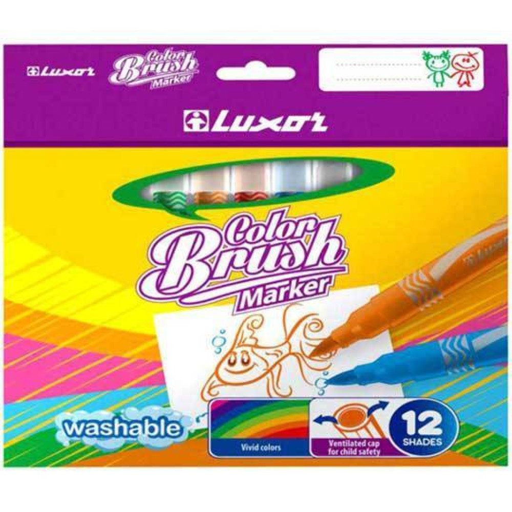 Фломастеры Luxor Color Brush - 12 цветов Фломастеры Luxor Color Brush - 12 цветов