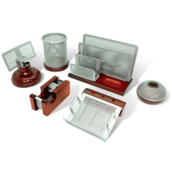 Настольный набор Brauberg Germaium - 7 предметов - Металл, дерево Настольный набор Brauberg Germaium - 7 предметов - Металл, дерево