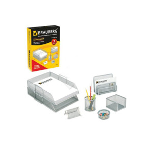 Набор настольный Brauberg Germanium - Металлический - 7 предметов - Серебро