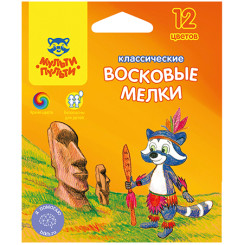 Мелки восковые Мульти-Пульти Енот на Острове Пасхи - 12 цветов - Закругленные