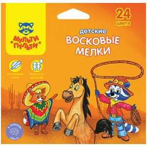 Восковые мелки Енот на Острове Пасхи - 24 цвета