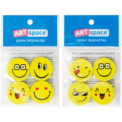 Набор ластиков ArtSpace Смайлики - 25*5 мм - 4 шт Набор ластиков ArtSpace Смайлики - 25*5 мм - 4 шт