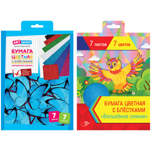 Цветная бумага ArtSpace Волшебное сияние - А5 - 7 листов - 7 цветов - С блестками