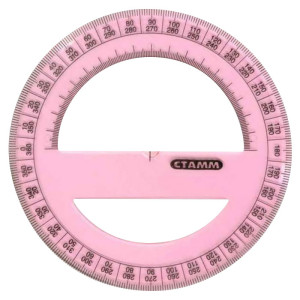 Транспортир Стамм - 360 градусов - Пластик - Ассорти