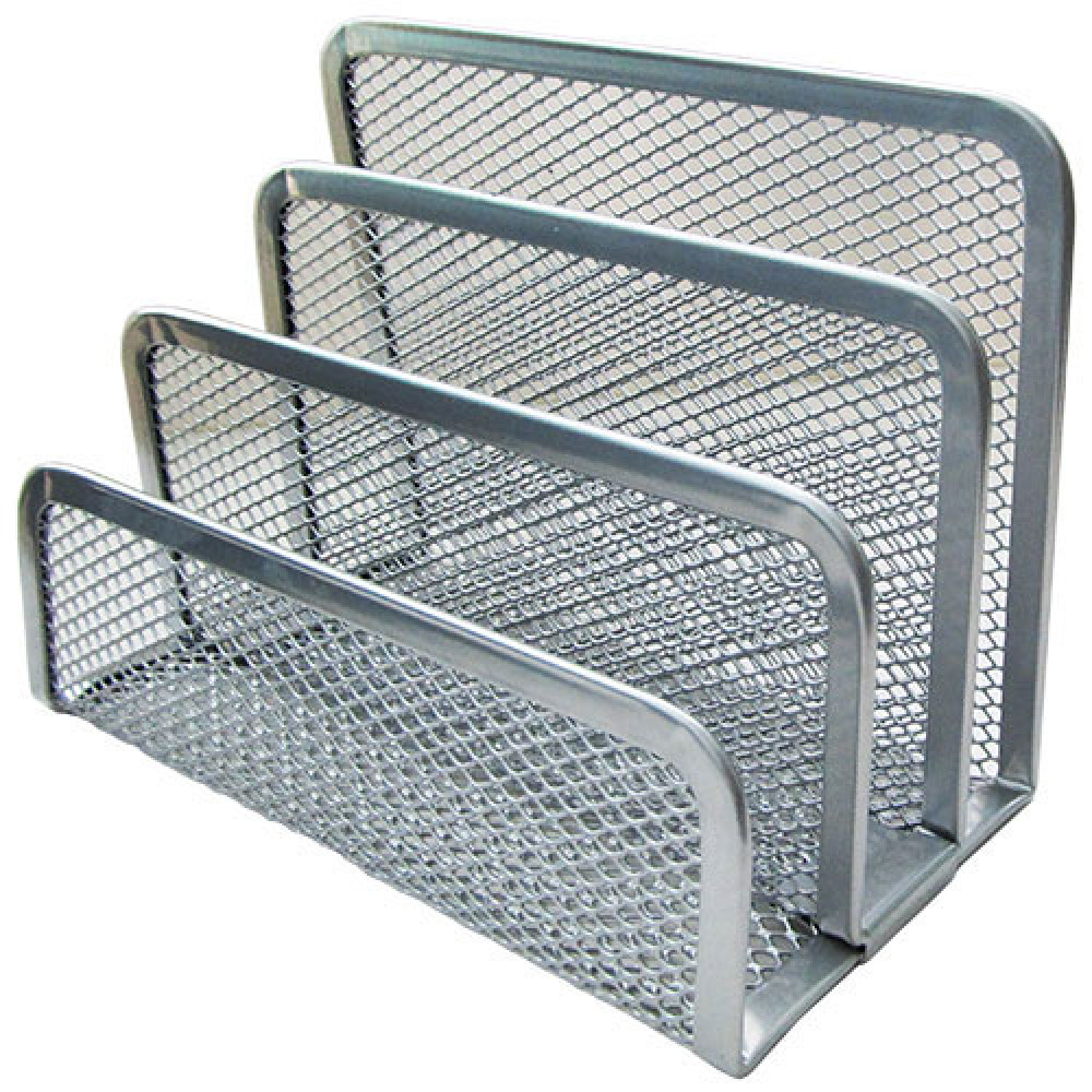 Подставка канцелярская HORER - 3 отделения - Металлическая - Серебро Подставка канцелярская HORER - 3 отделения - Металлическая - Серебро