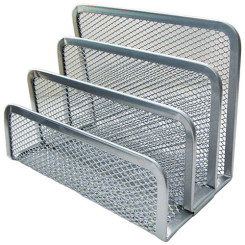 Подставка канцелярская HORER - 3 отделения - Металлическая - Серебро Подставка канцелярская HORER - 3 отделения - Металлическая - Серебро