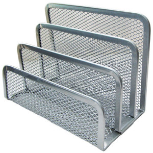 Подставка канцелярская HORER - 3 отделения - Металлическая - Серебро