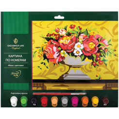 Раскрашивание по номерам Greenwich Line - Ваза с цветами - А3 - С акриловыми красками