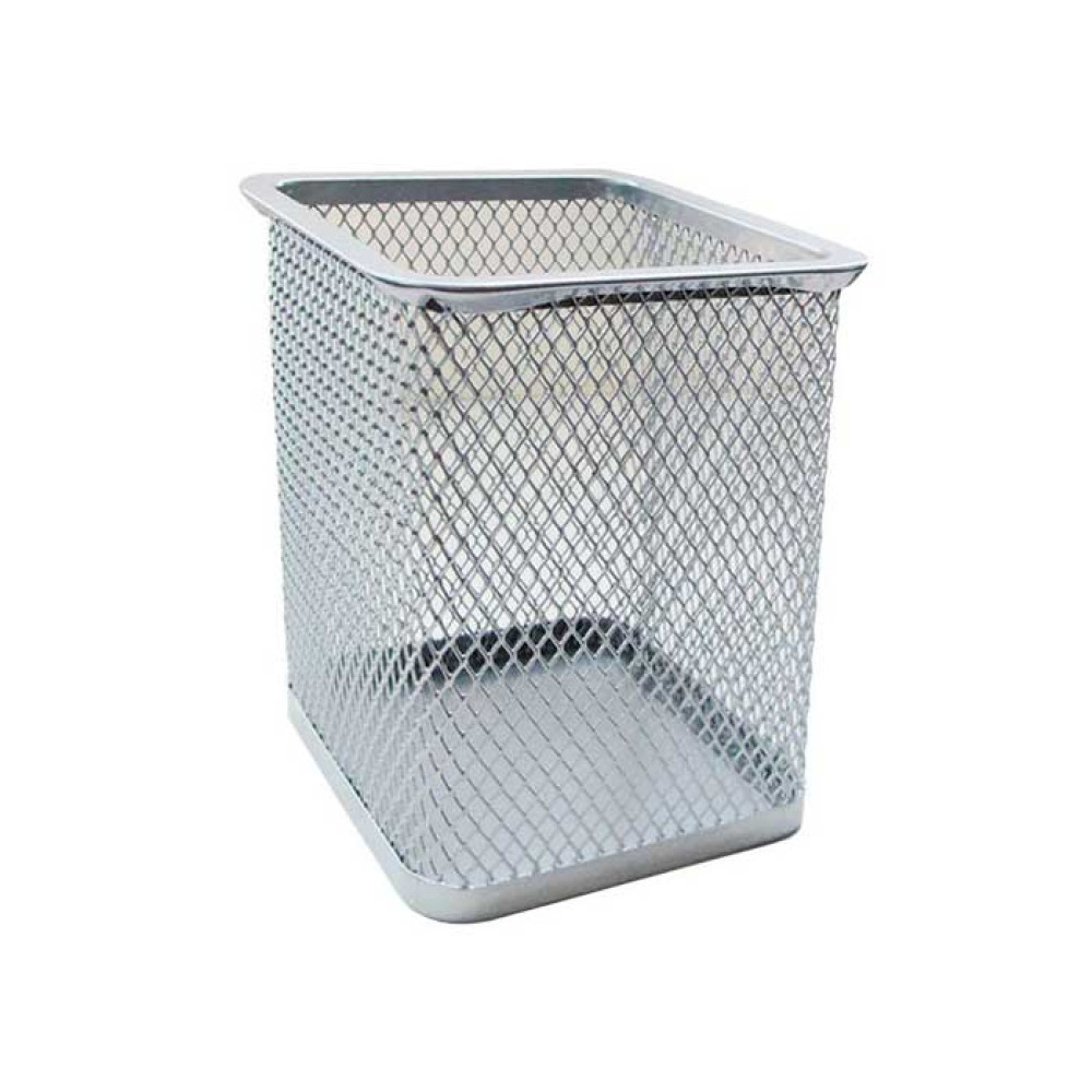 Подставка канцелярская - Металлическая - Квадратная - Серебро Подставка канцелярская - Металлическая - Квадратная - Серебро