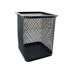 Подставка канцелярская - Металлическая - Квадратная - Черная