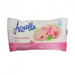 Салфетки влажные Aquella Цветочный бриз - 15 шт - освежающие